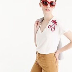 J. Crew Cherry Embroidered T-Shirt XS